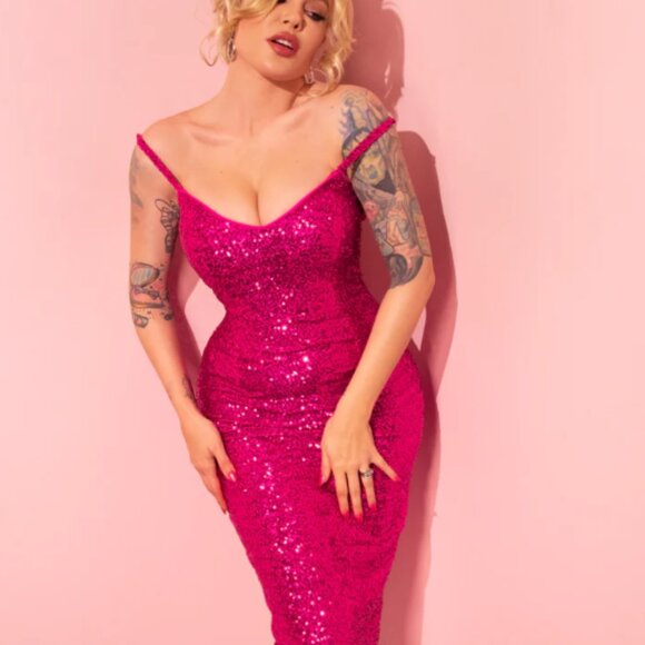 Micheline Pitt Vixen NWT XL Glitz and Glam Hot Pink - Picture 5 of 6